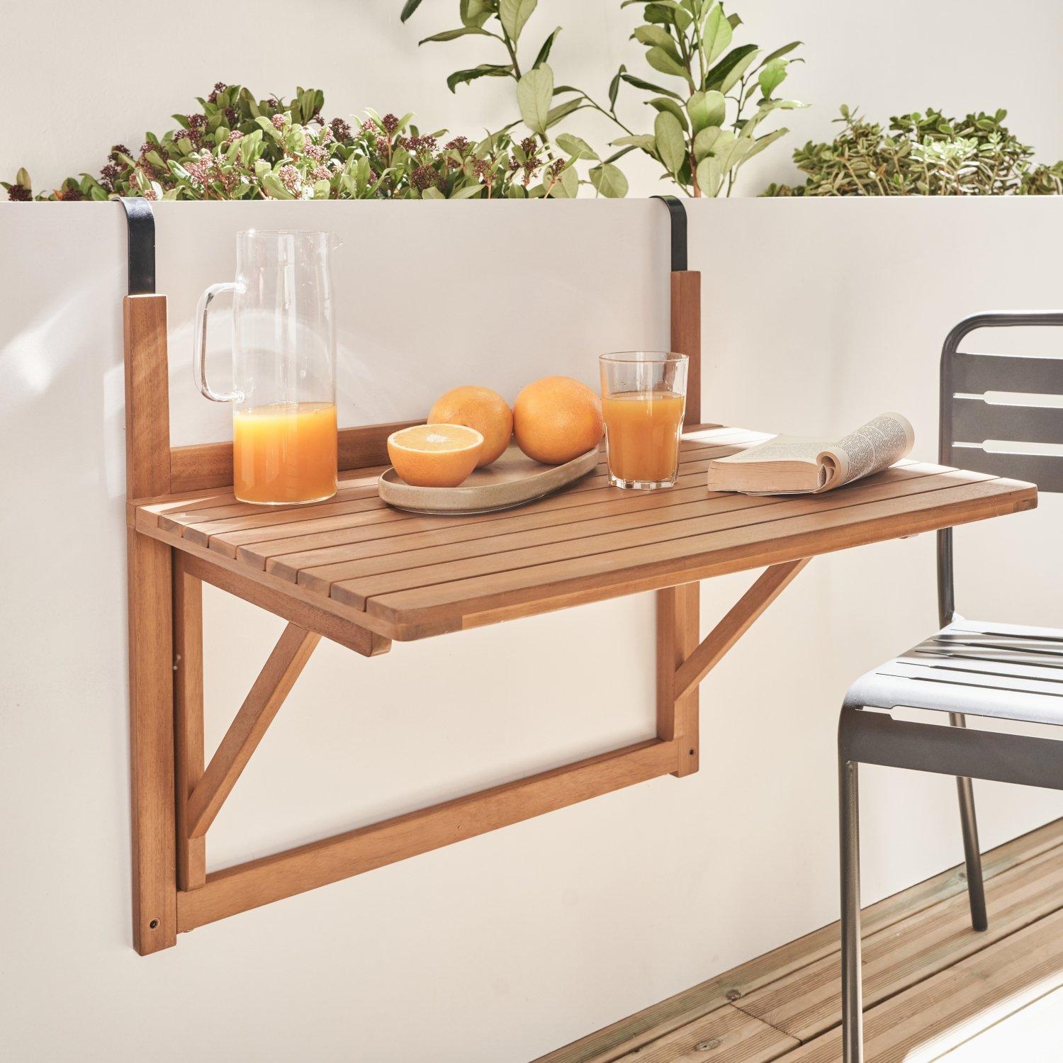 Wooden Side Table For Balcony Rectangular Foldable